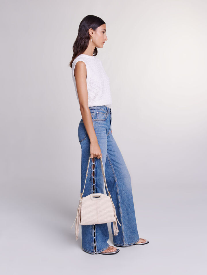 Beaded cutaway jeans
