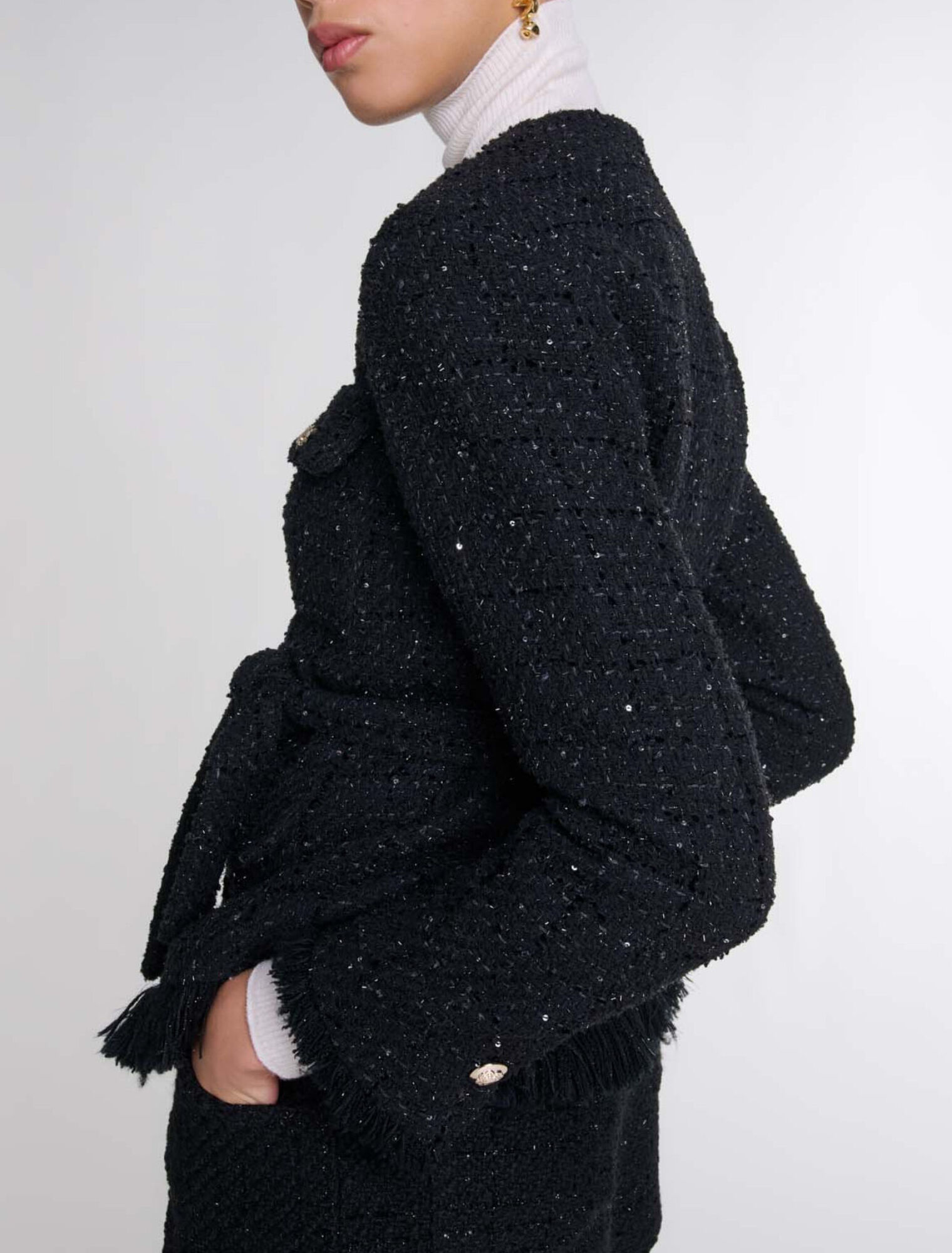 Sequinned tweed jacket