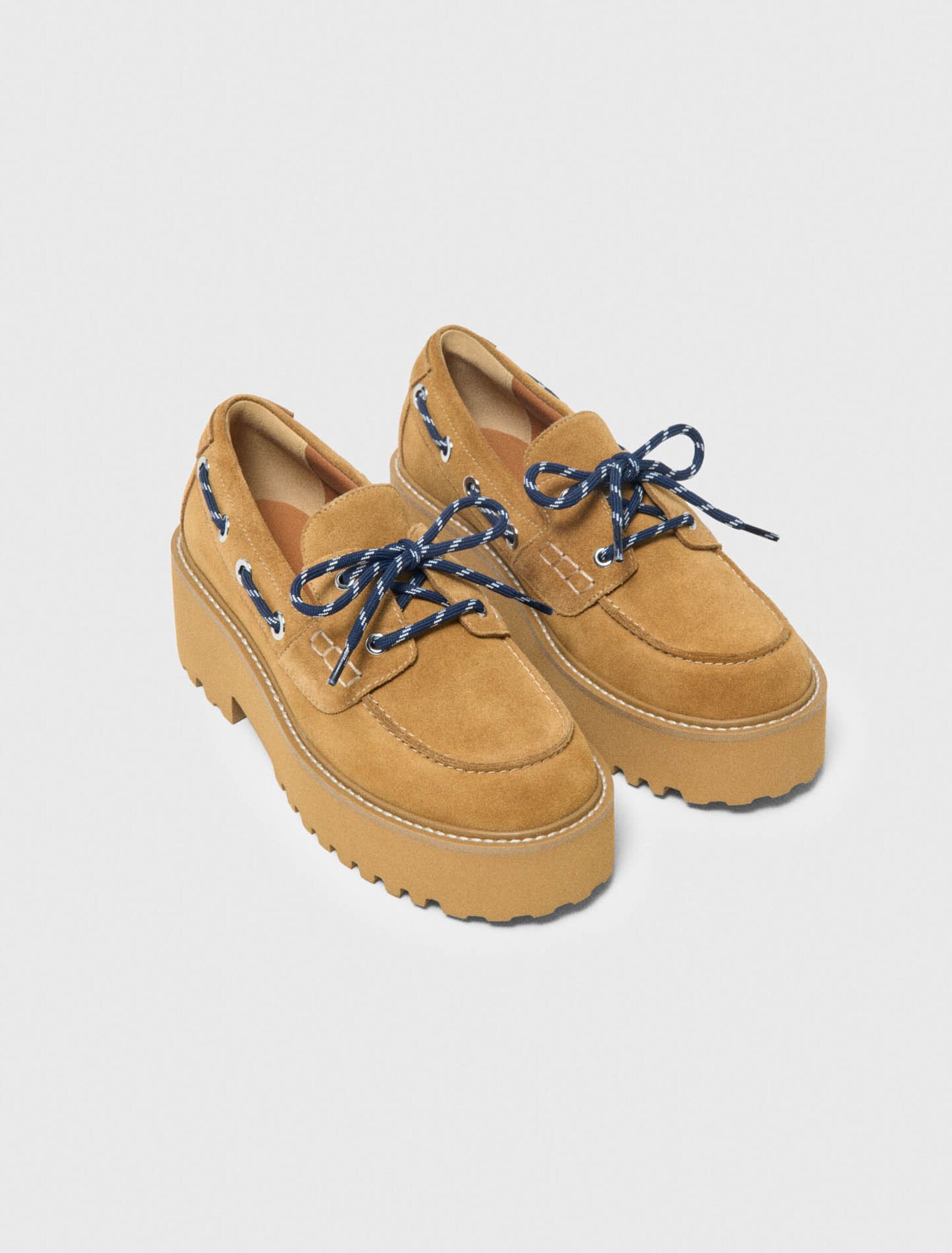 Suede platform boat shoes