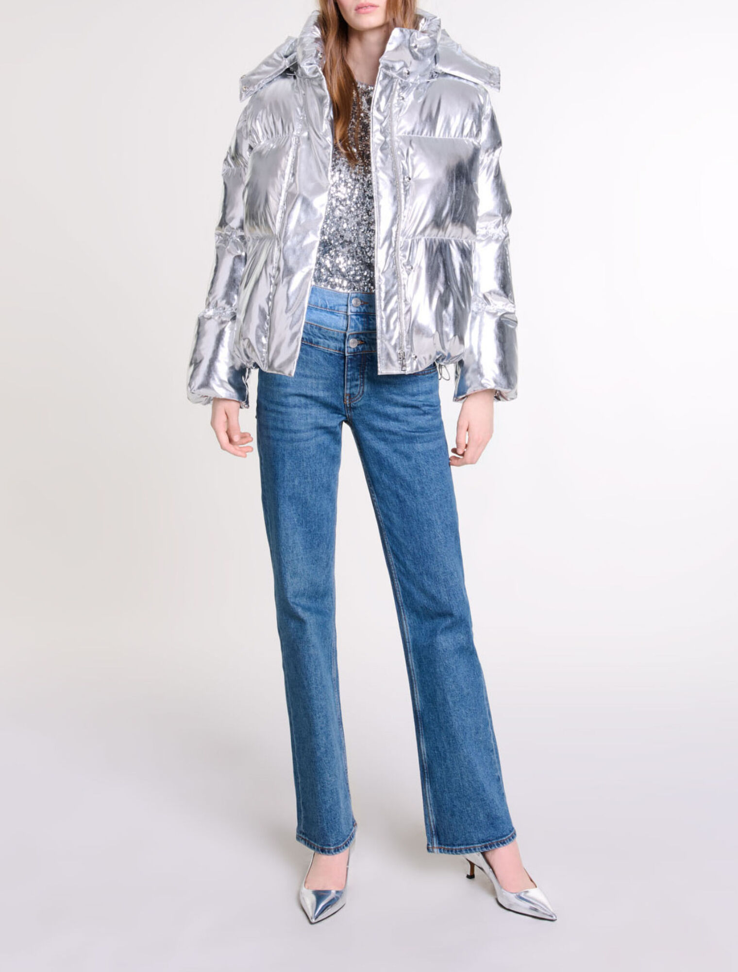 Silver hooded jacket