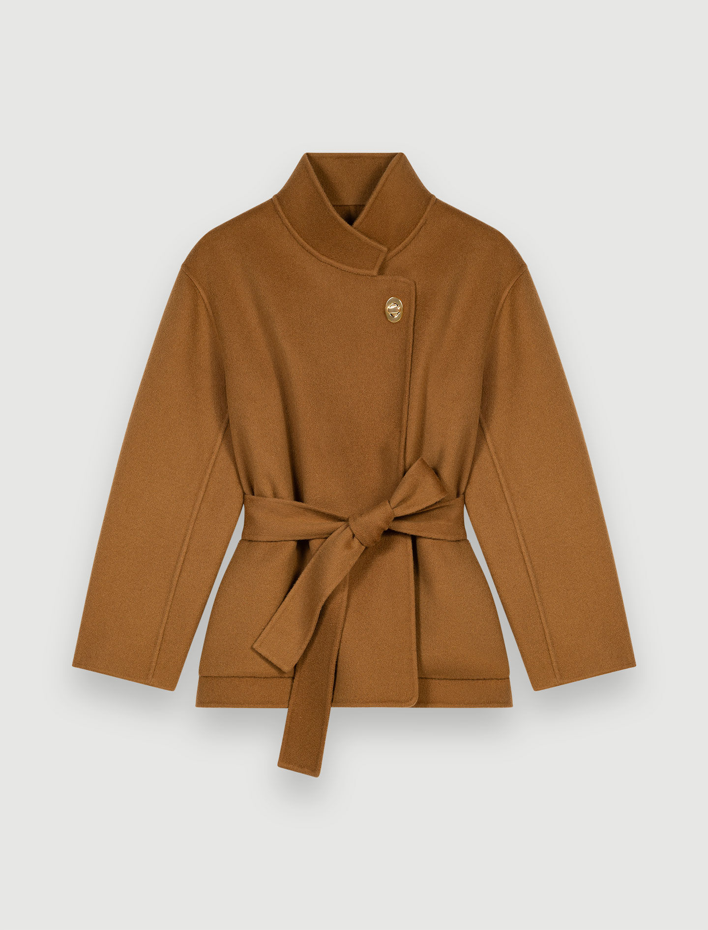 Smooth double-faced jacket with belt