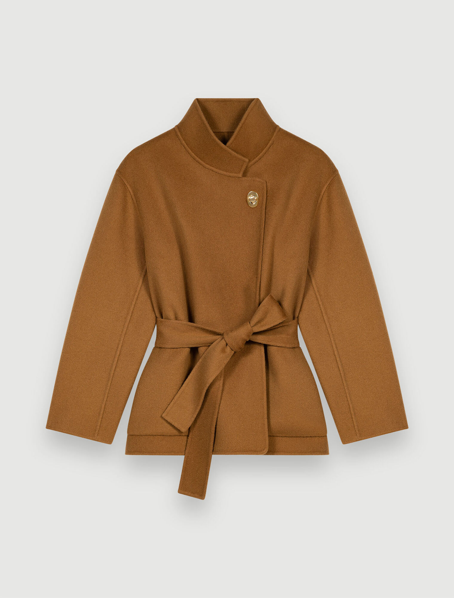 Smooth double-faced jacket with belt