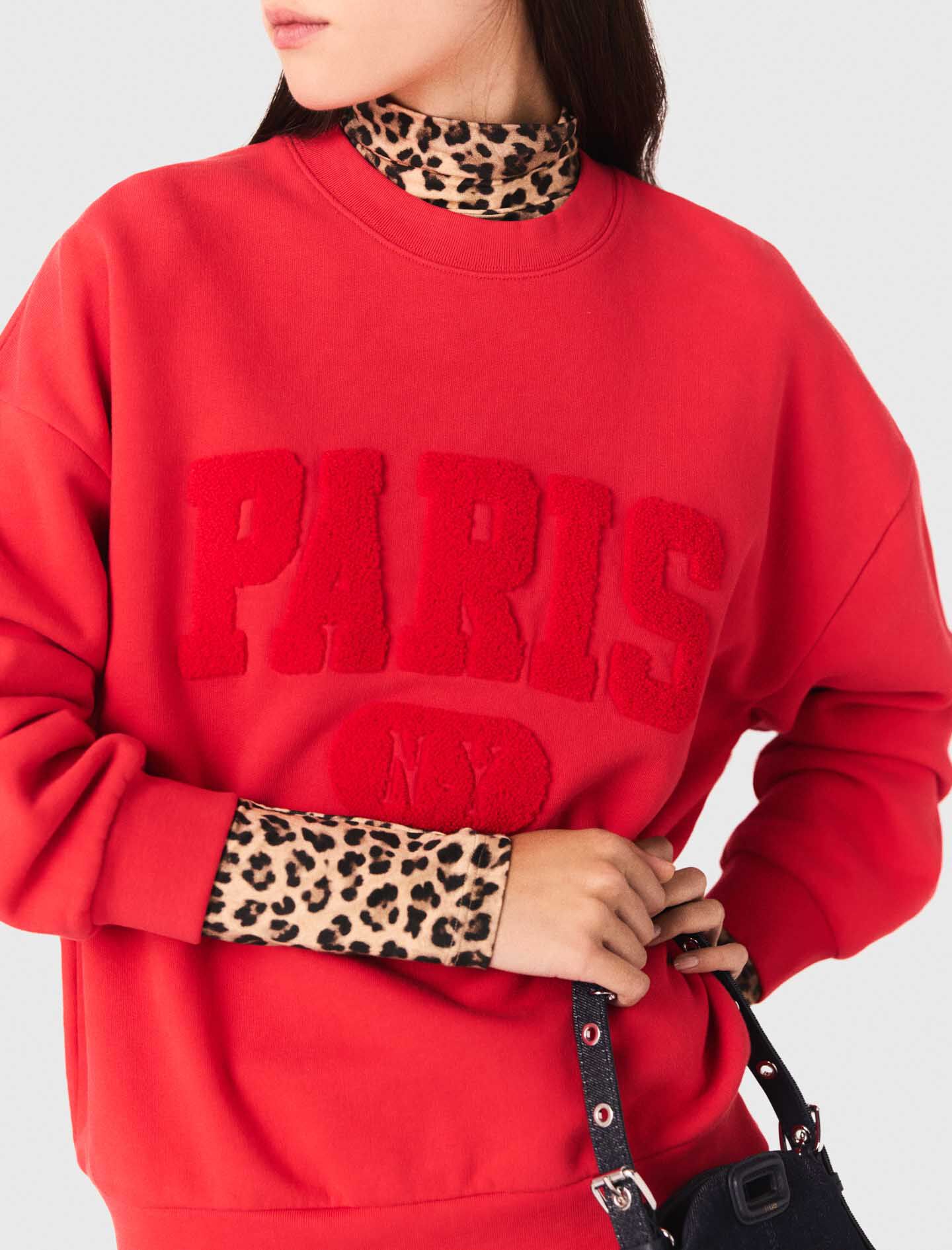 PARIS NY lettering sweatshirt Red For Women | Maje