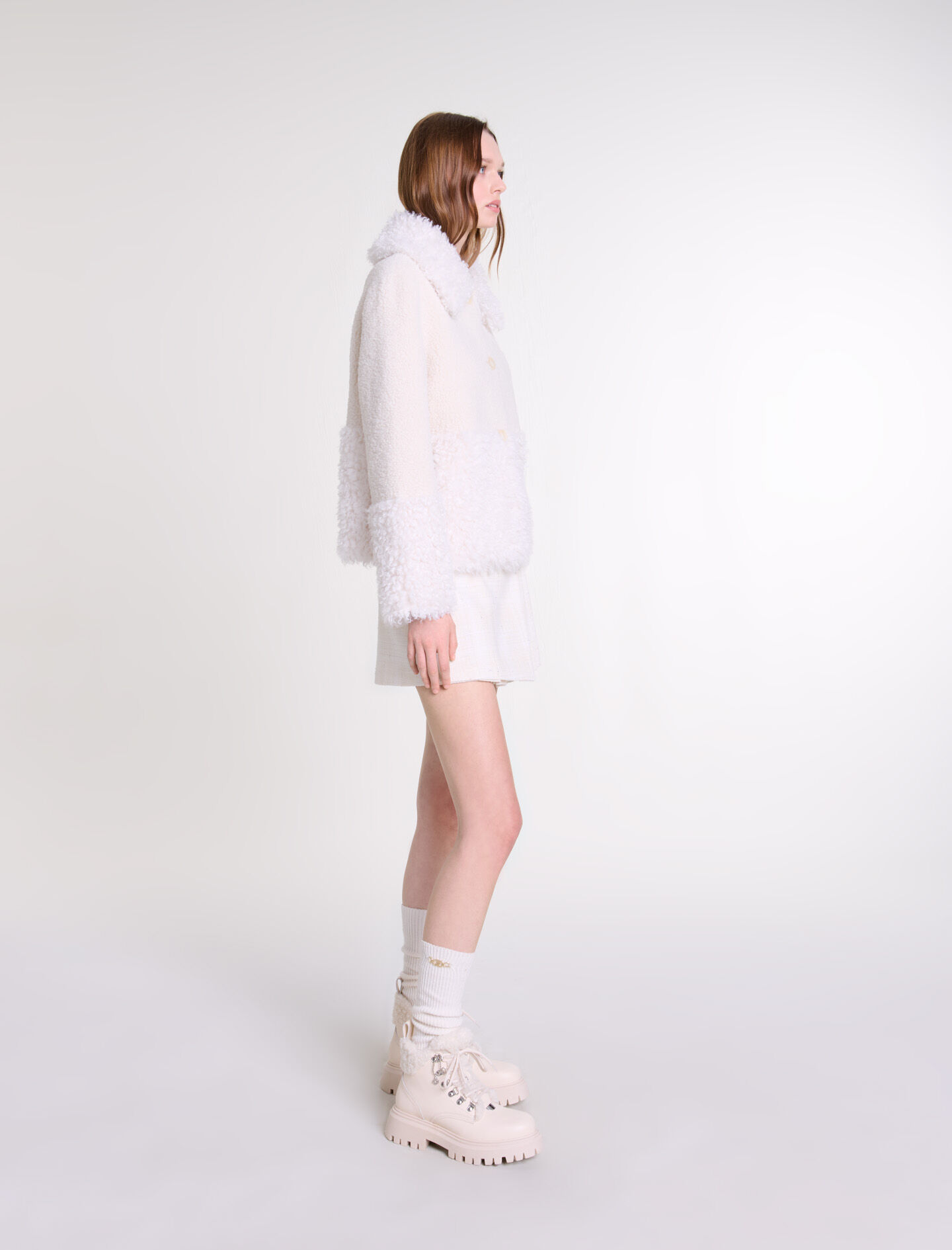 Short fake fur coat White For Women | Maje