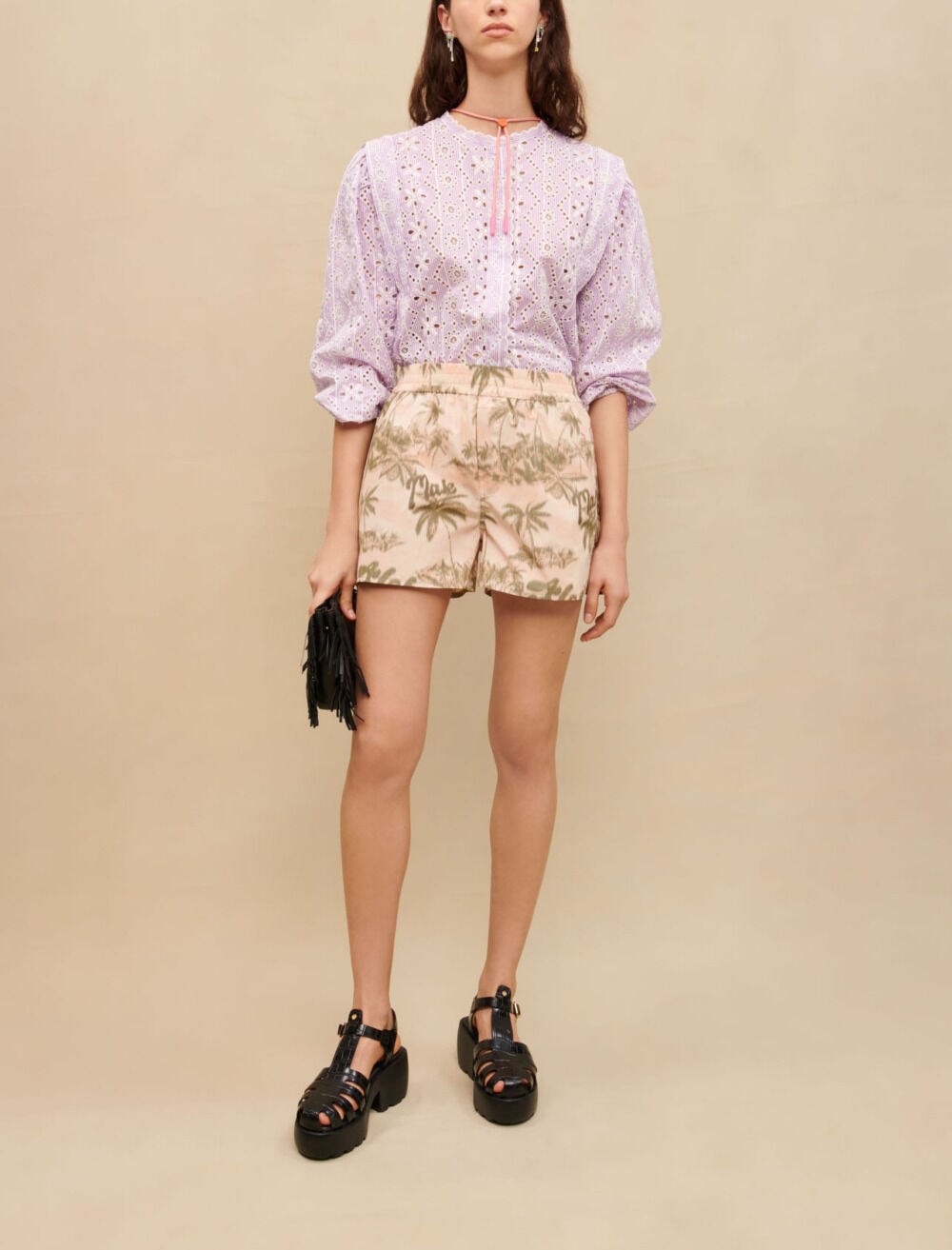 Palm-tree print shorts Printed For Women | Maje