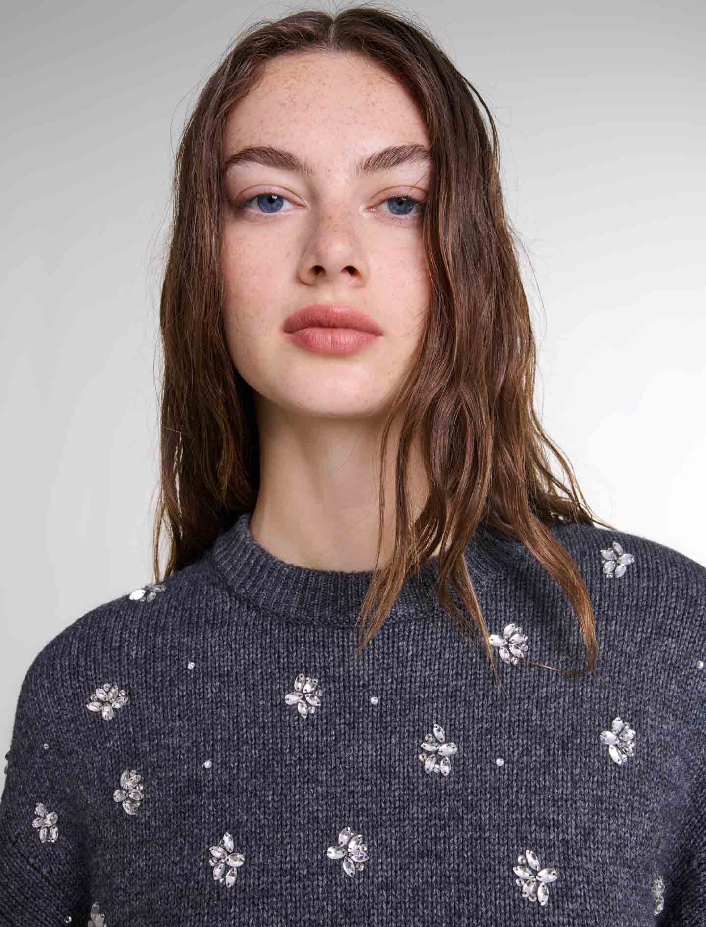 ♡M3JS♡ Embroidered sweater Pink For Women | Maje
