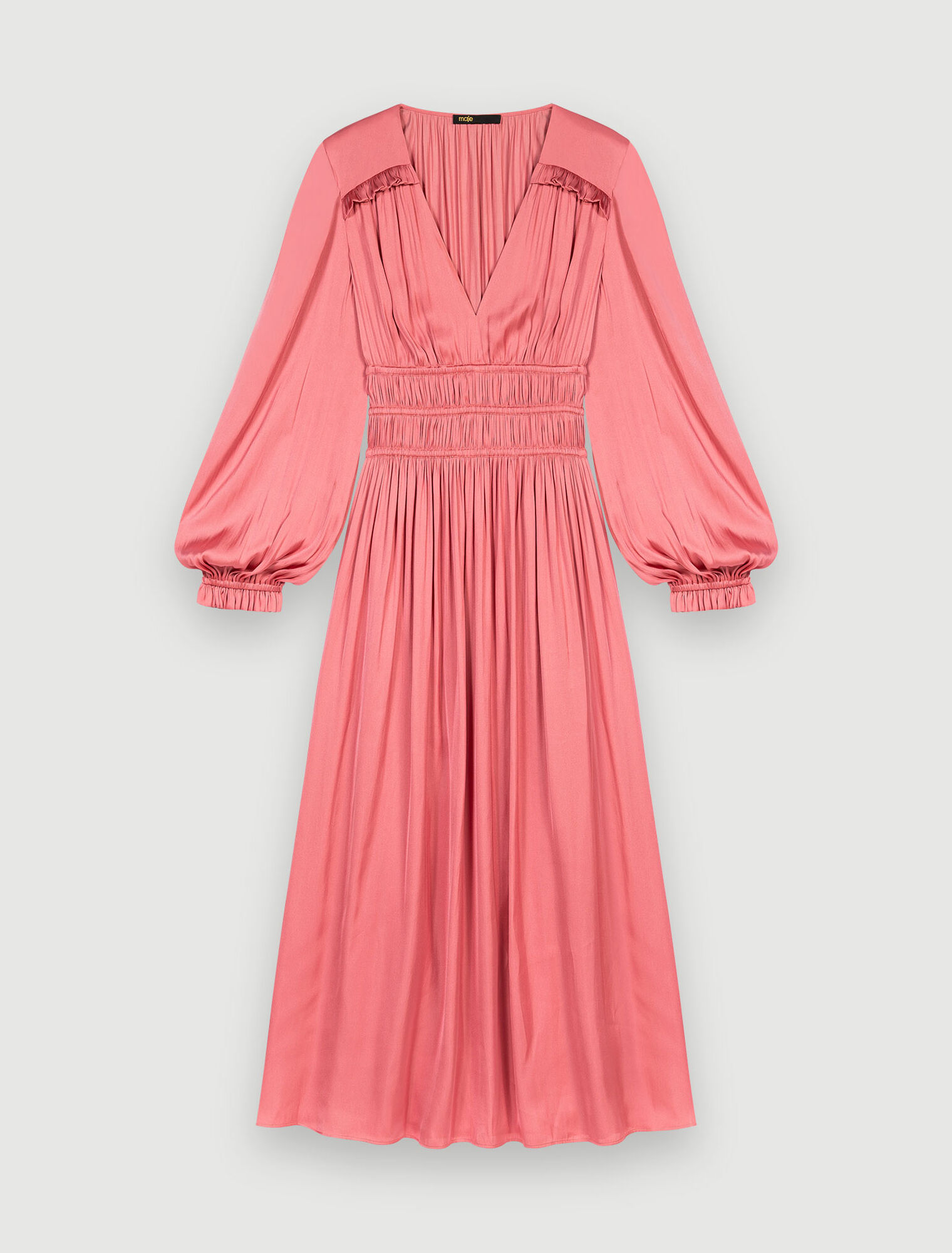 Satin dress with ruffles