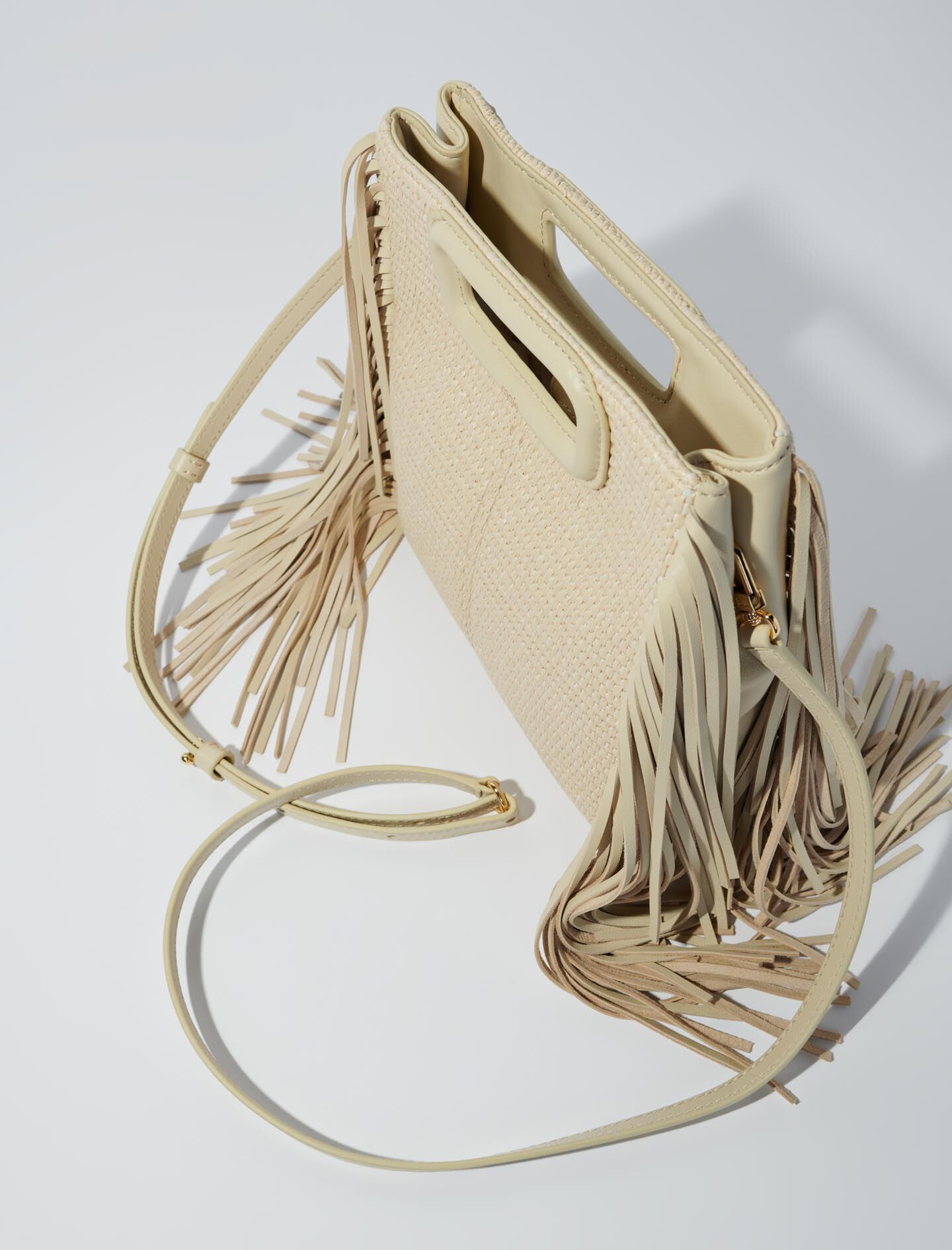 Textile and raffia M bag Natural For Women | Maje