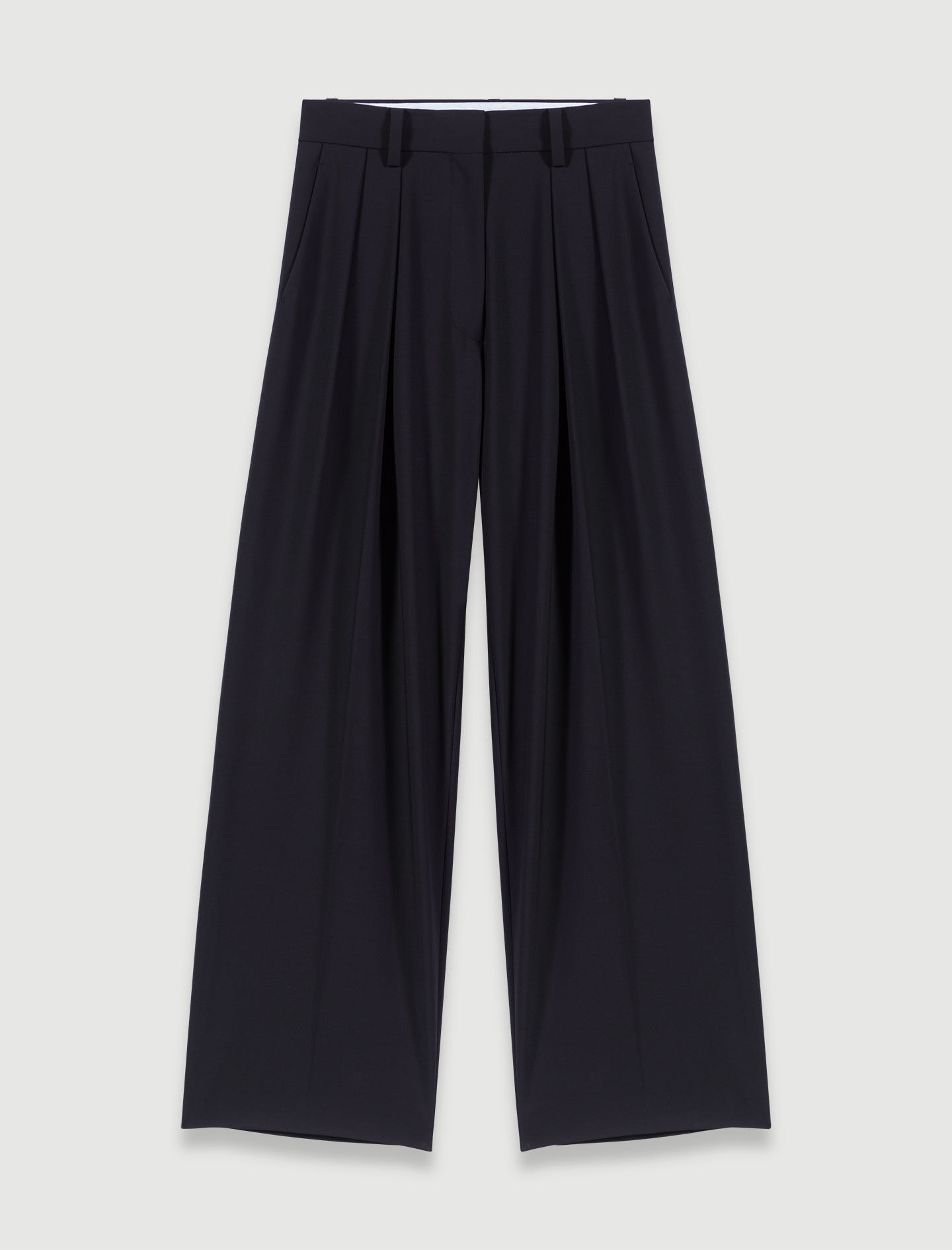Wide-leg trousers with belt Black / Gray For Women | Maje