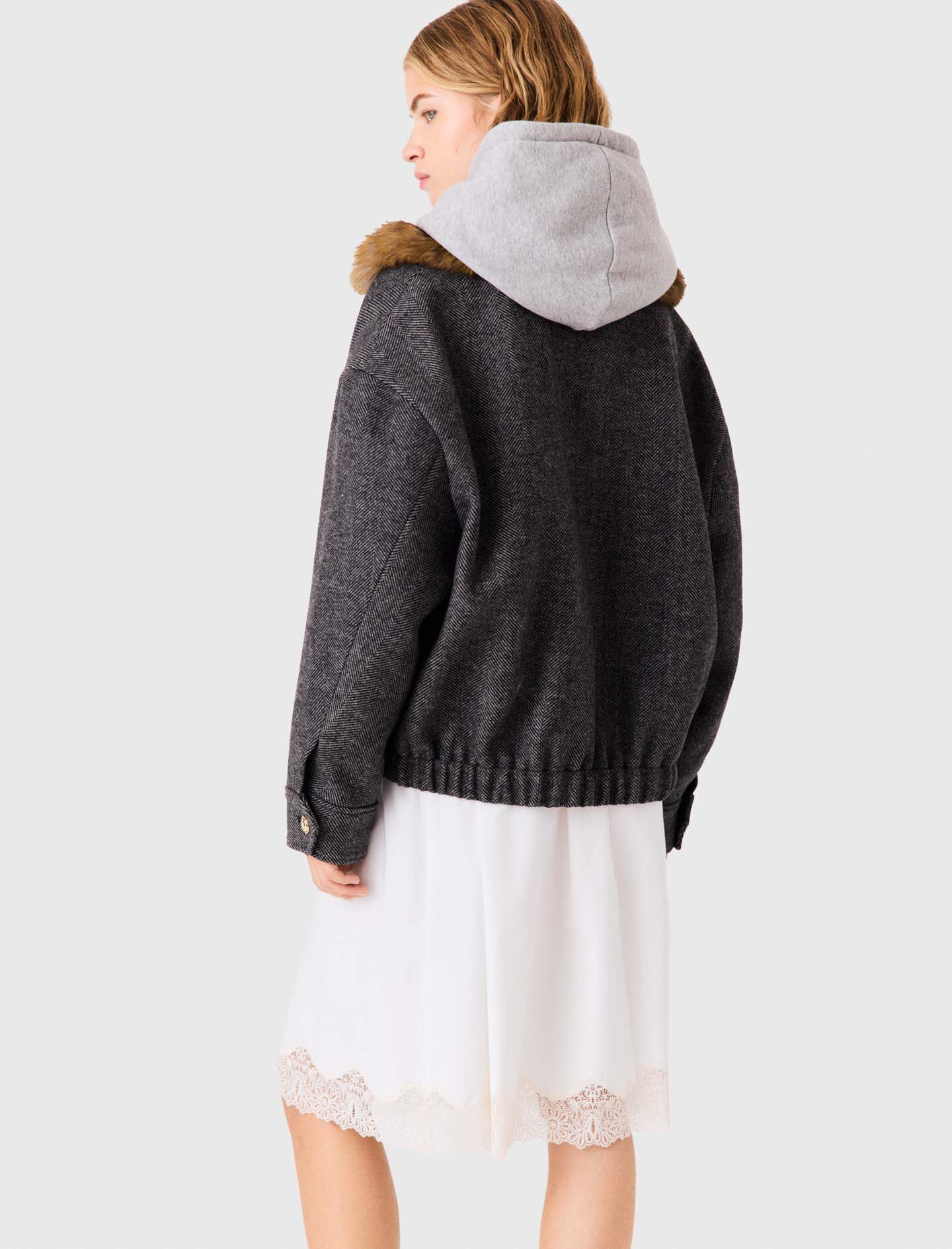 Faux Fur Collar Jacket