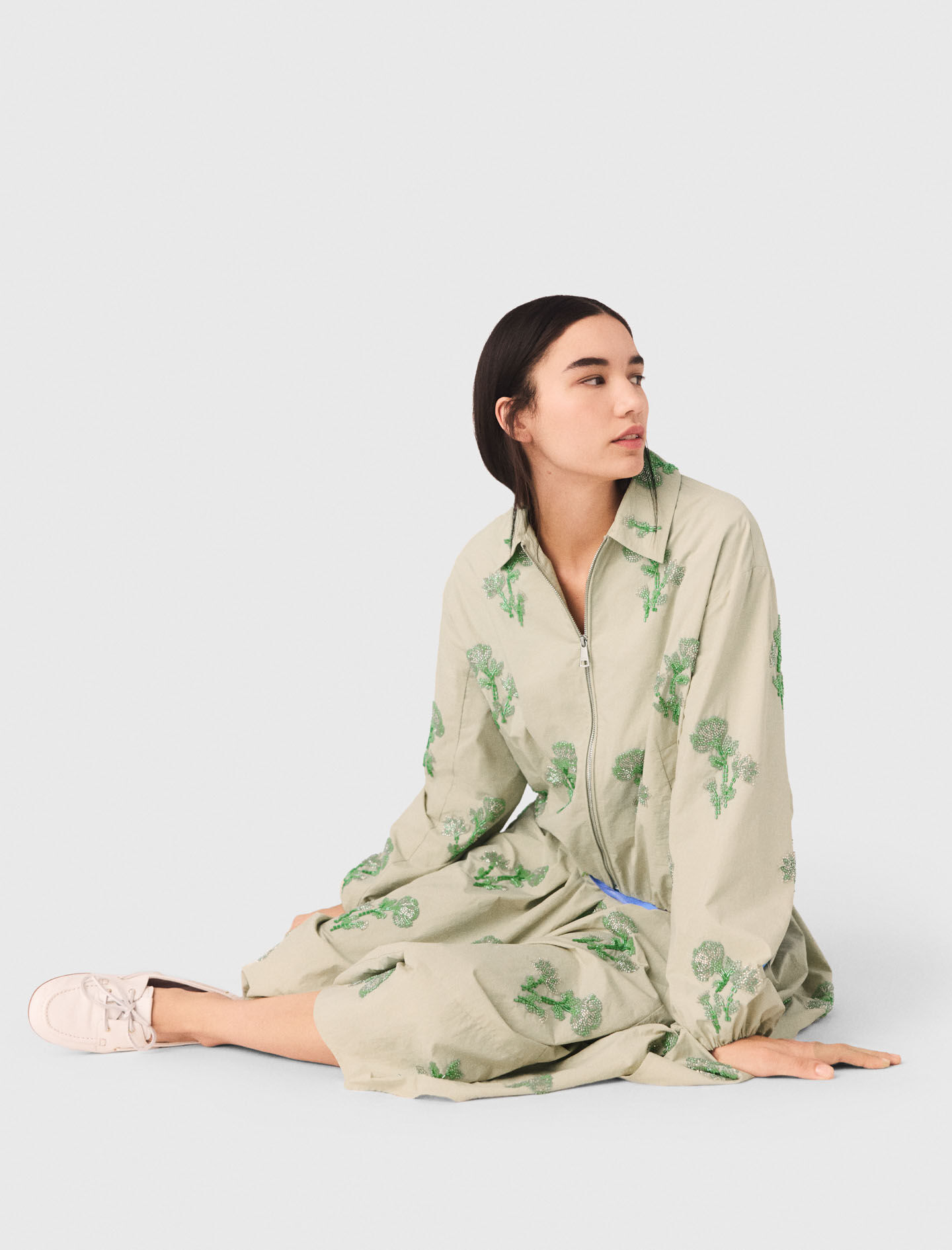 Embroidered technical bomber jacket Natural For Women | Maje