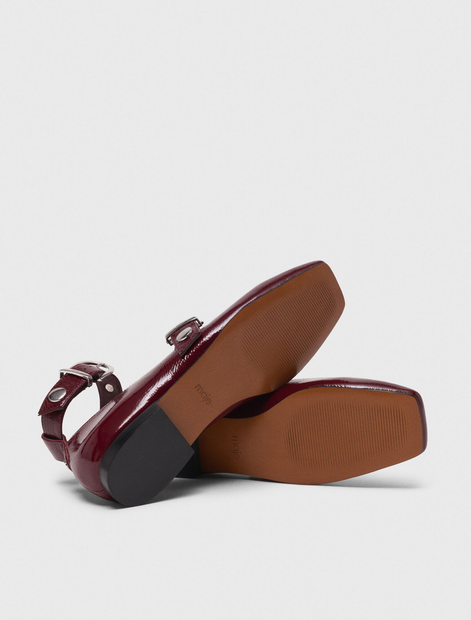 Studded leather Mary Jane flats