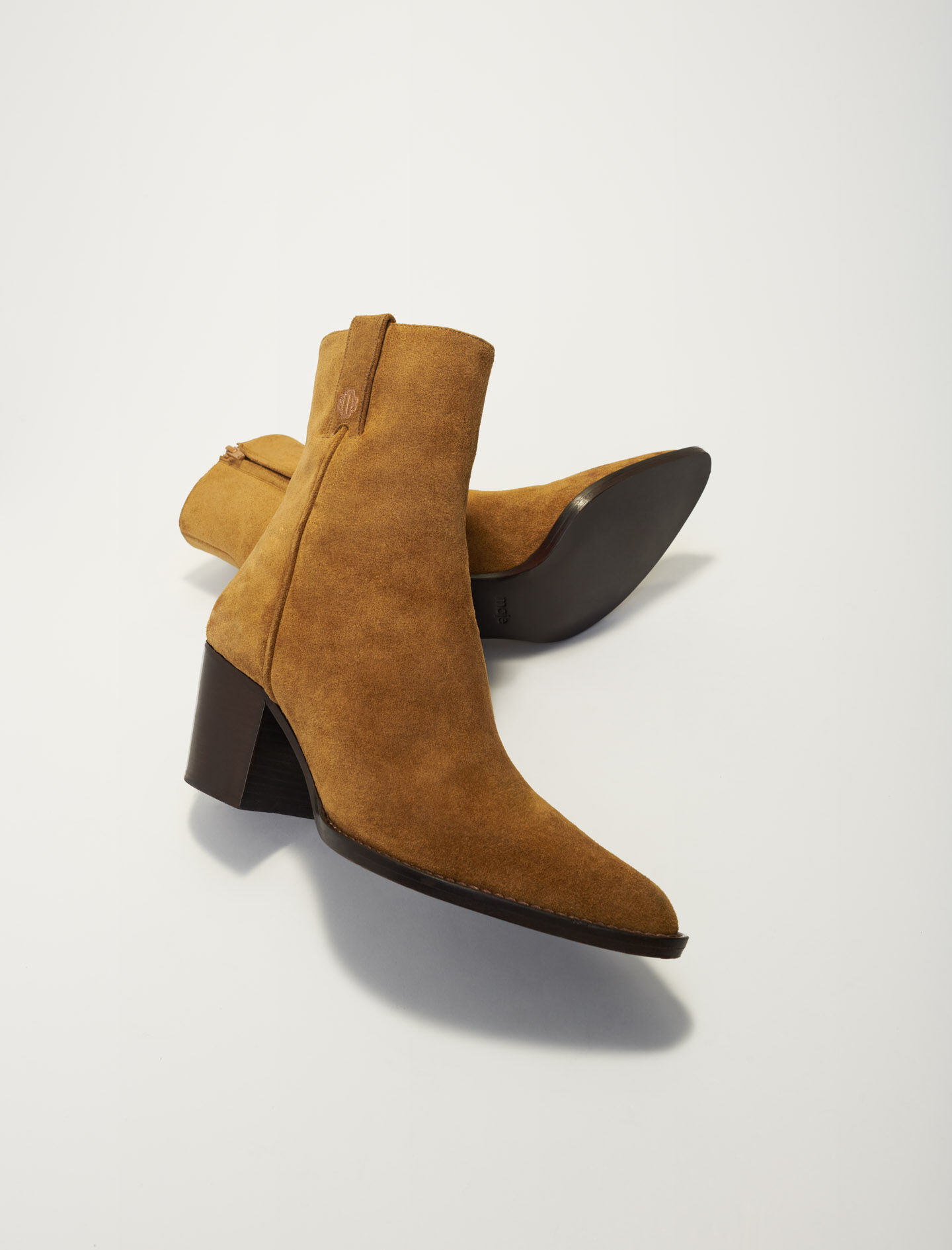 Cowboy boots in camel suede leather Brown For Women Maje