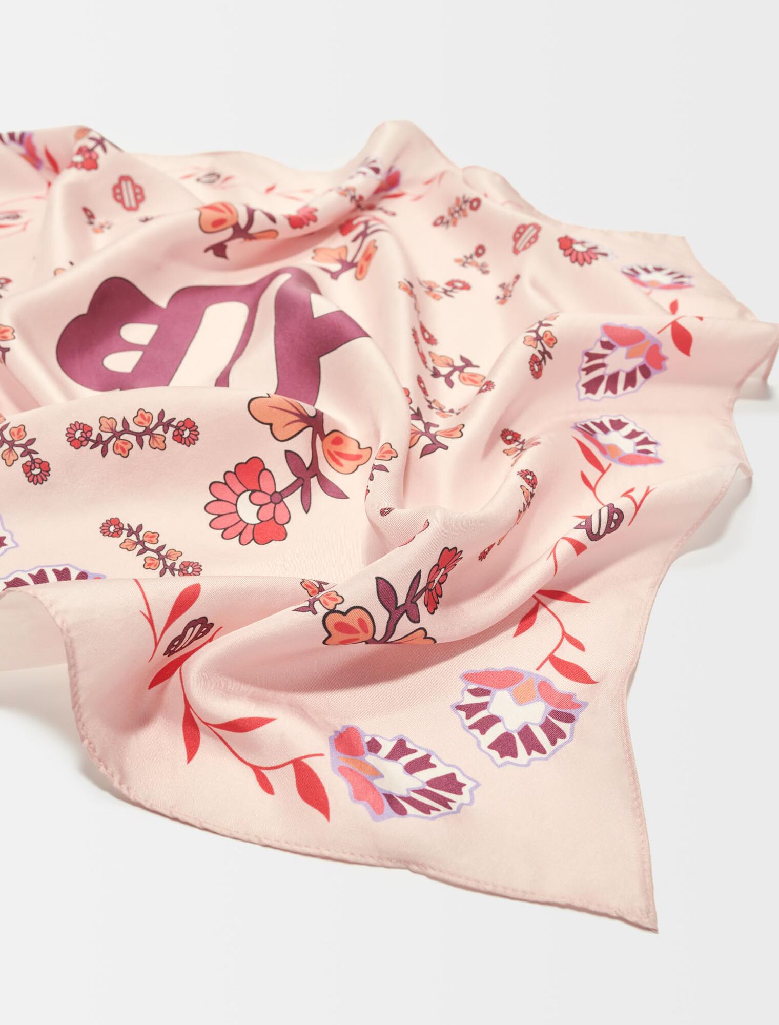Maje Clover floral print silk scarf