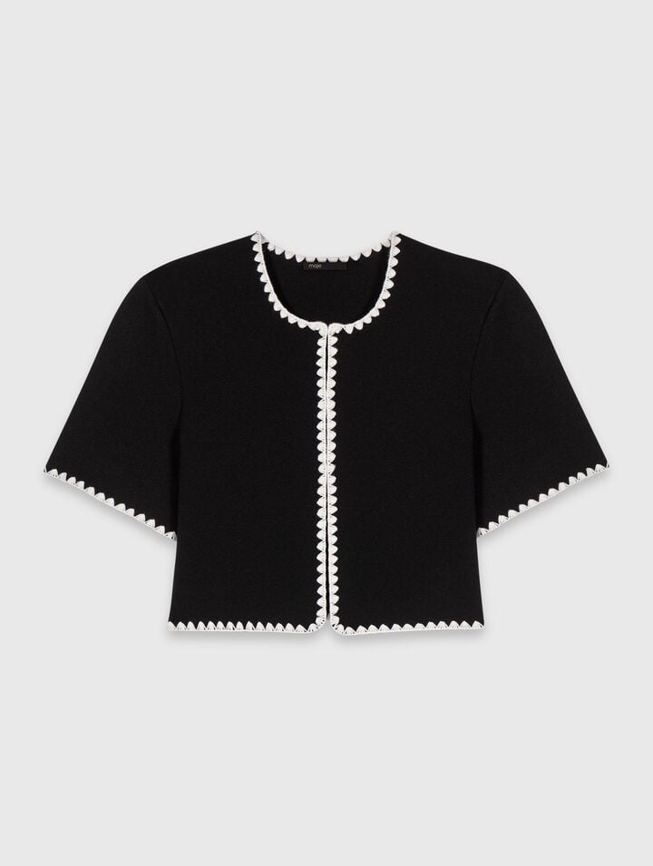 Topstitched cropped cardigan