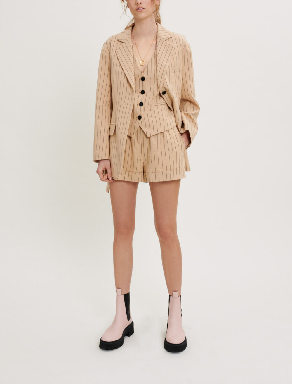 【激安セール】 Belted jacket striped ジャケット・アウター