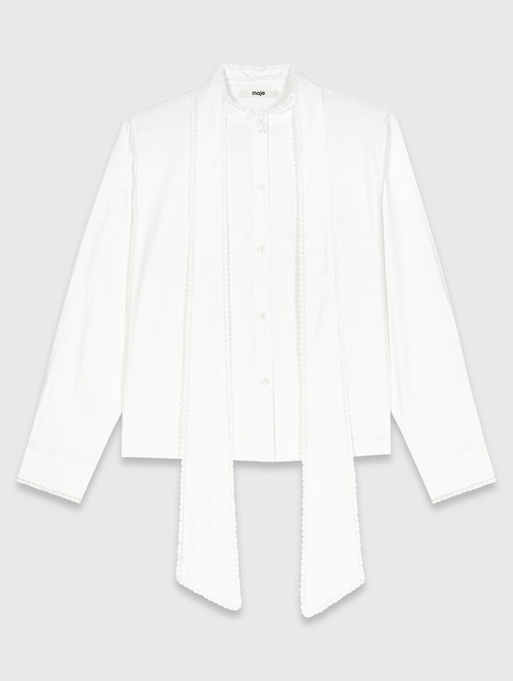Shirt with removable pussy bow