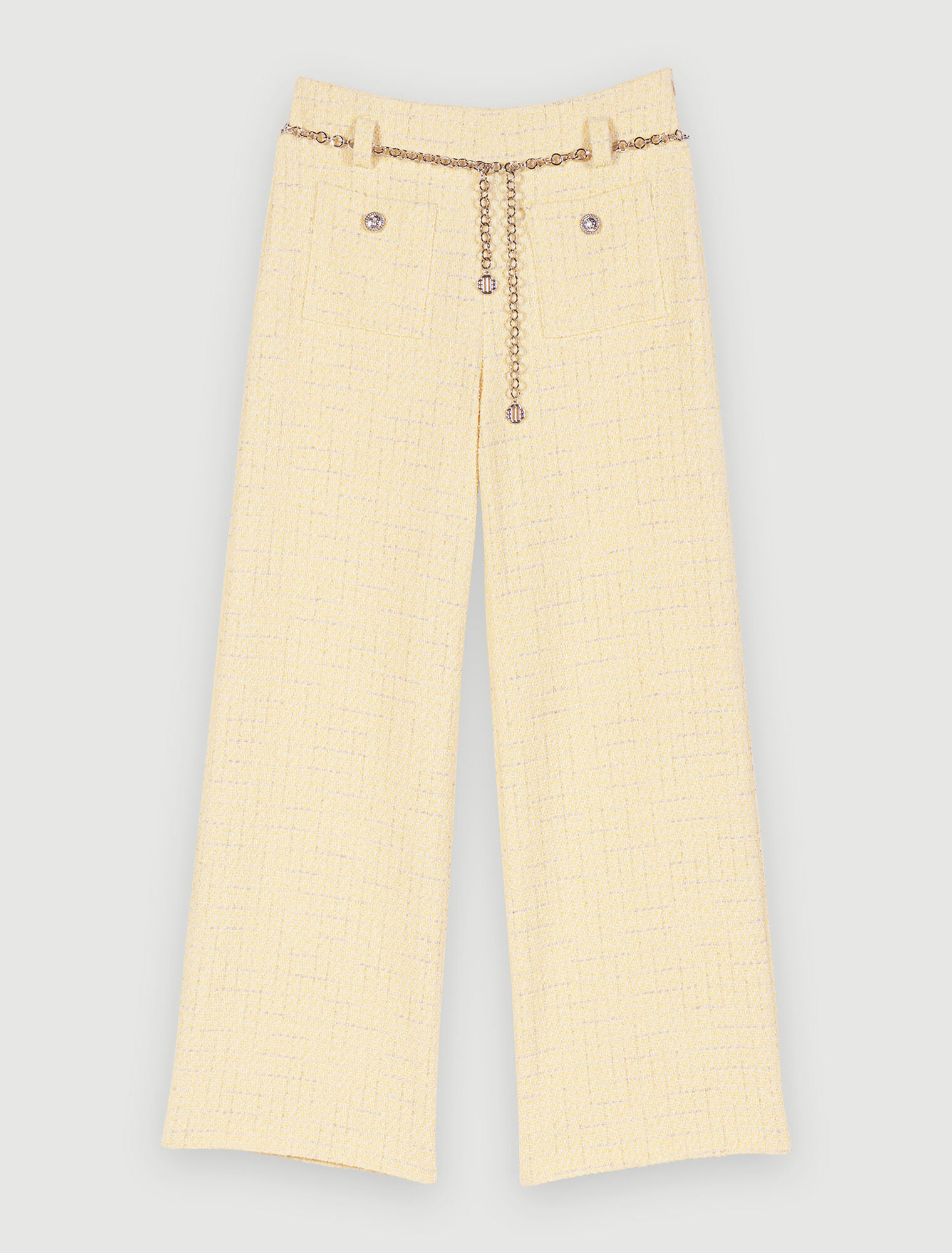 Yellow tweed belted trousers