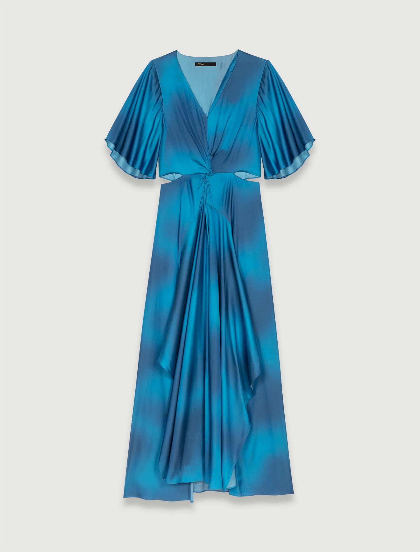 Satin-look maxi dress Blue For Women | Maje