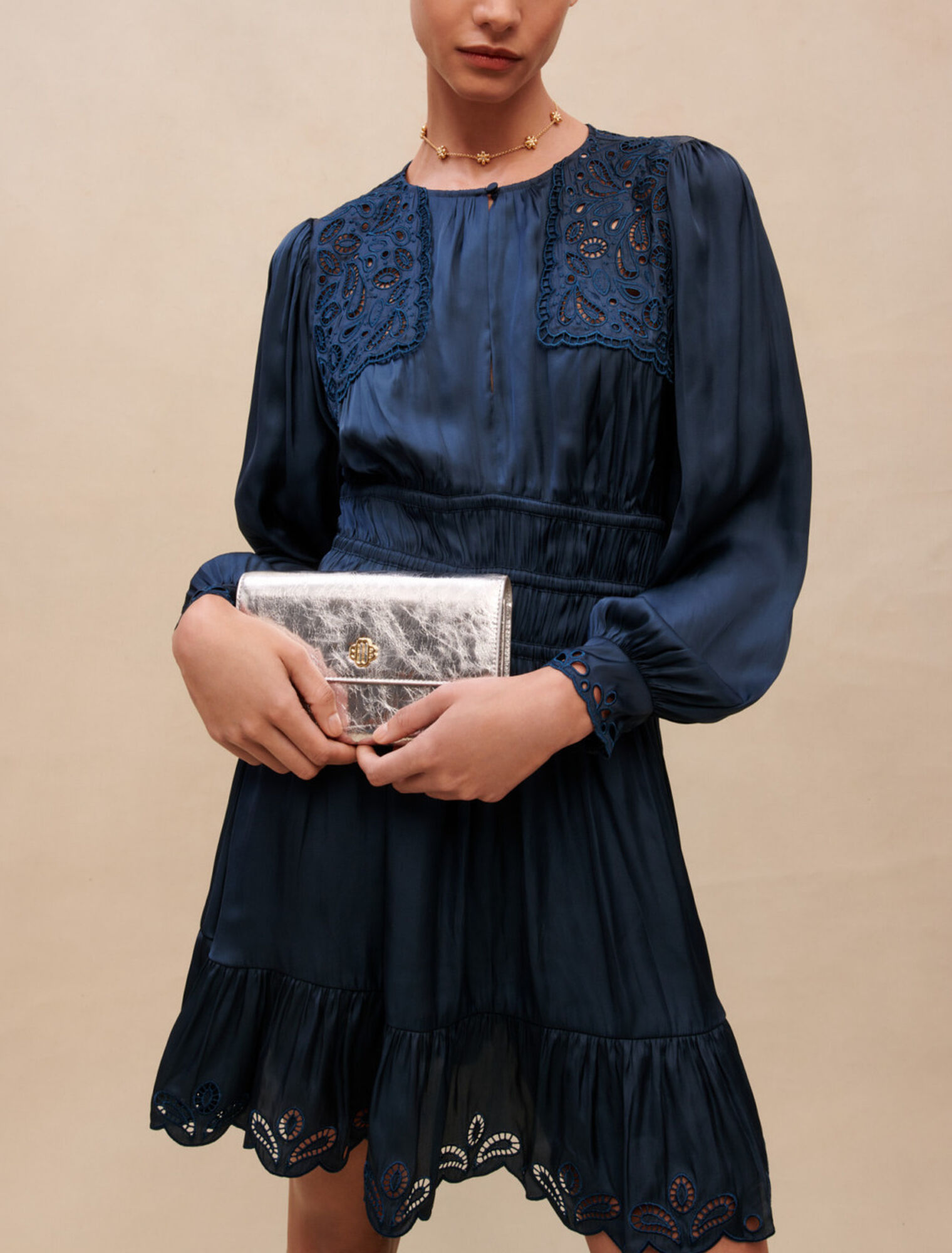 Embroidered smocked dress