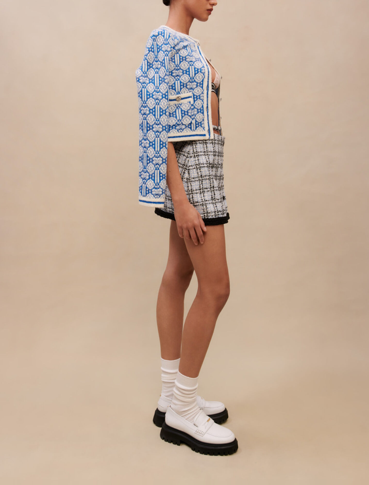 Checked tweed skirt