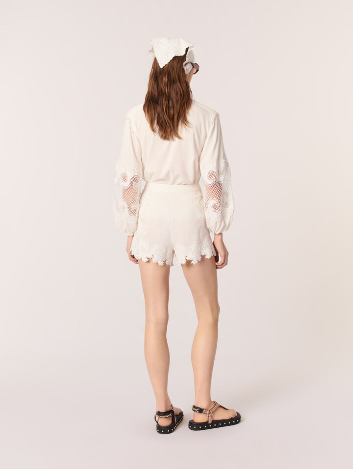 Embroidered floral shorts