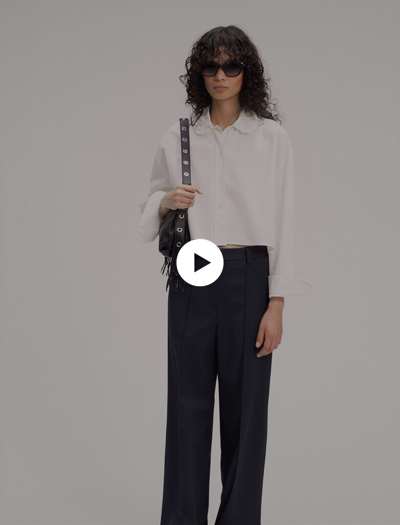 Short shirt with embroidered collar White For Women | Maje