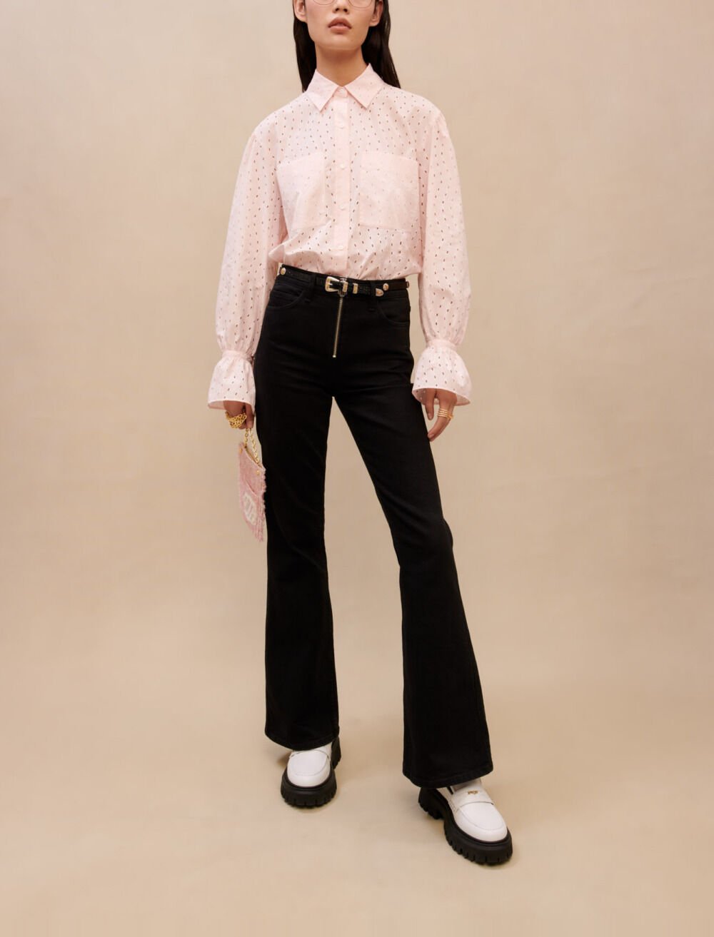 Pink broderie anglaise shirt Pink For Women | Maje