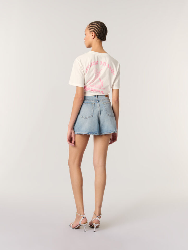 Studded denim shorts