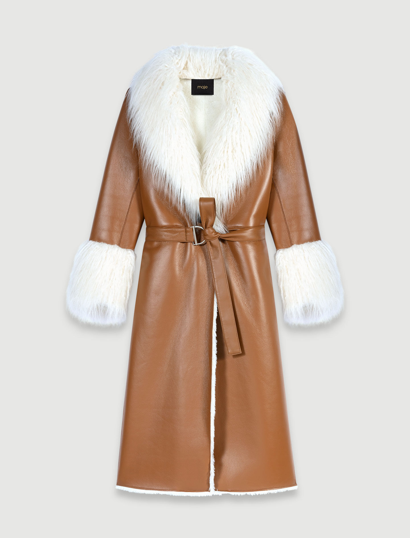 Long faux fur coat Brown For Women | Maje