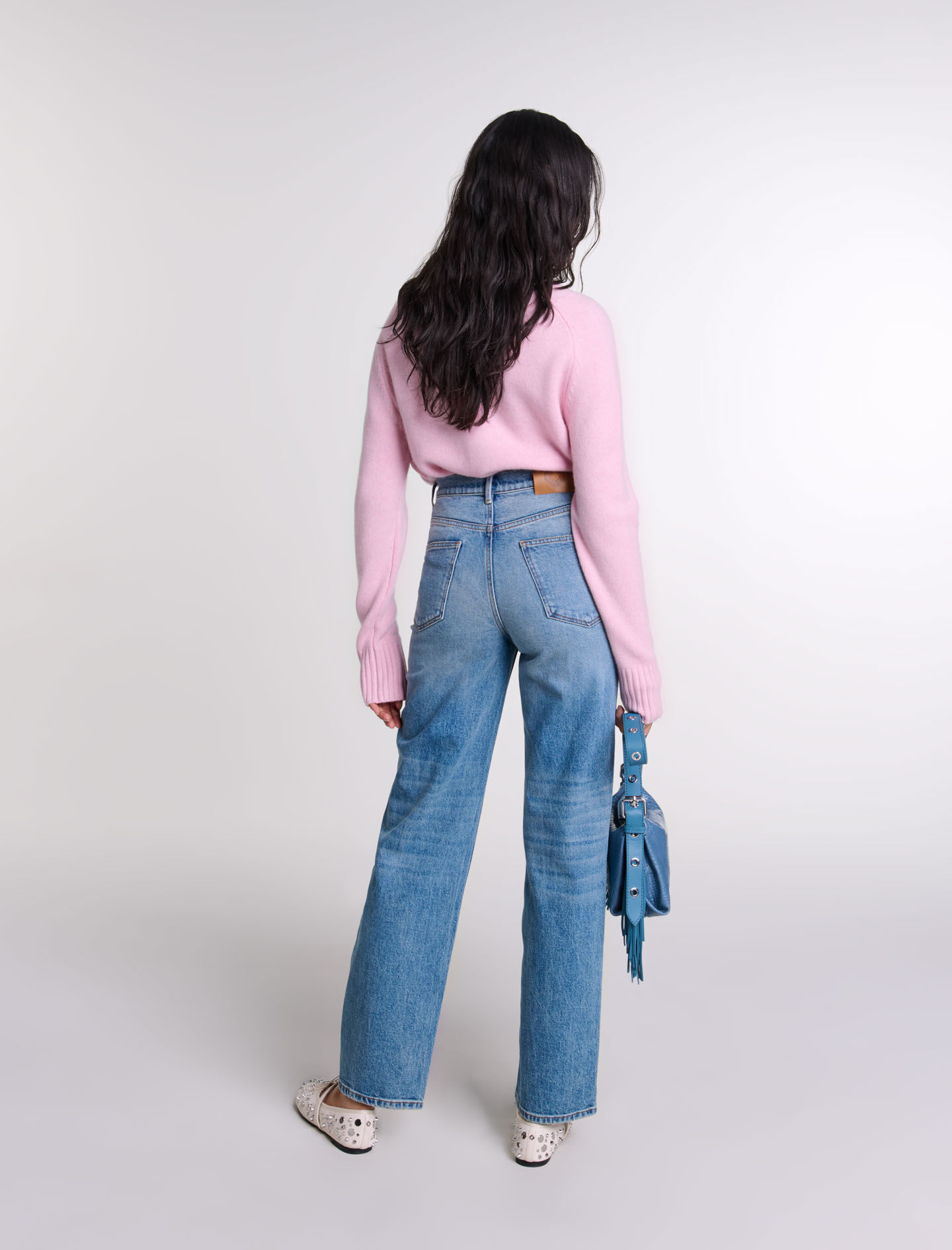 Straight-leg braided detail jeans Blue For Women | Maje Straight-leg braided detail jeans Blue For Women | Maje