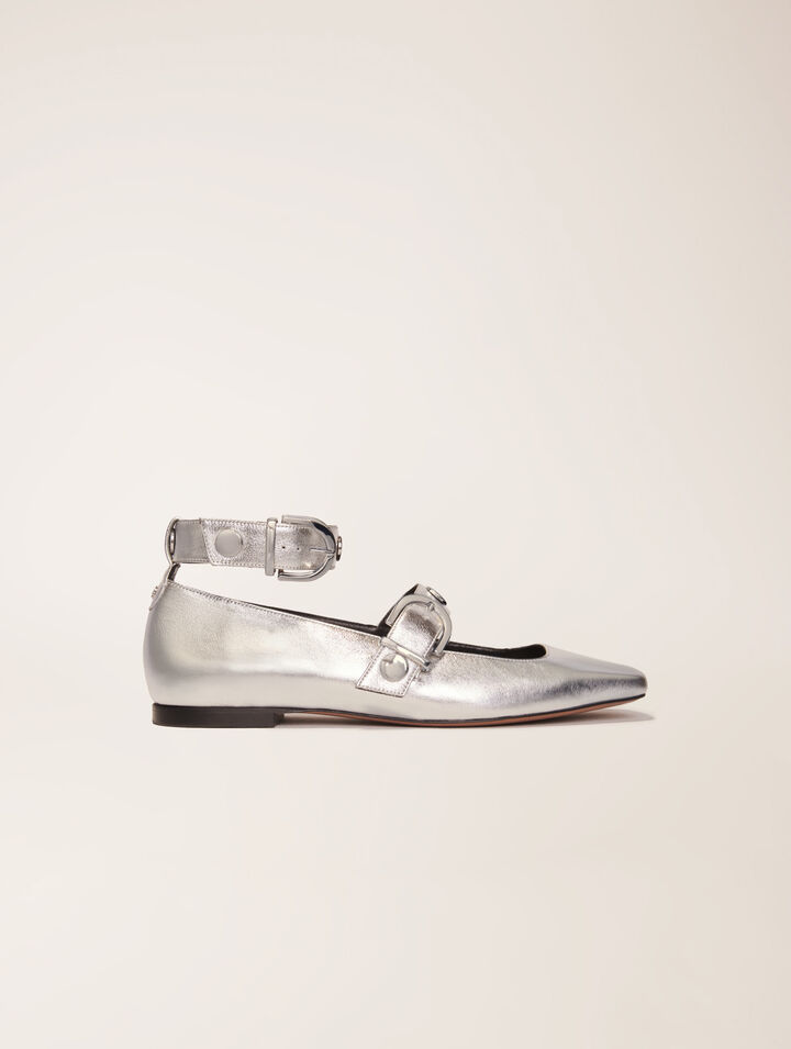 Metallic leather Mary Janes