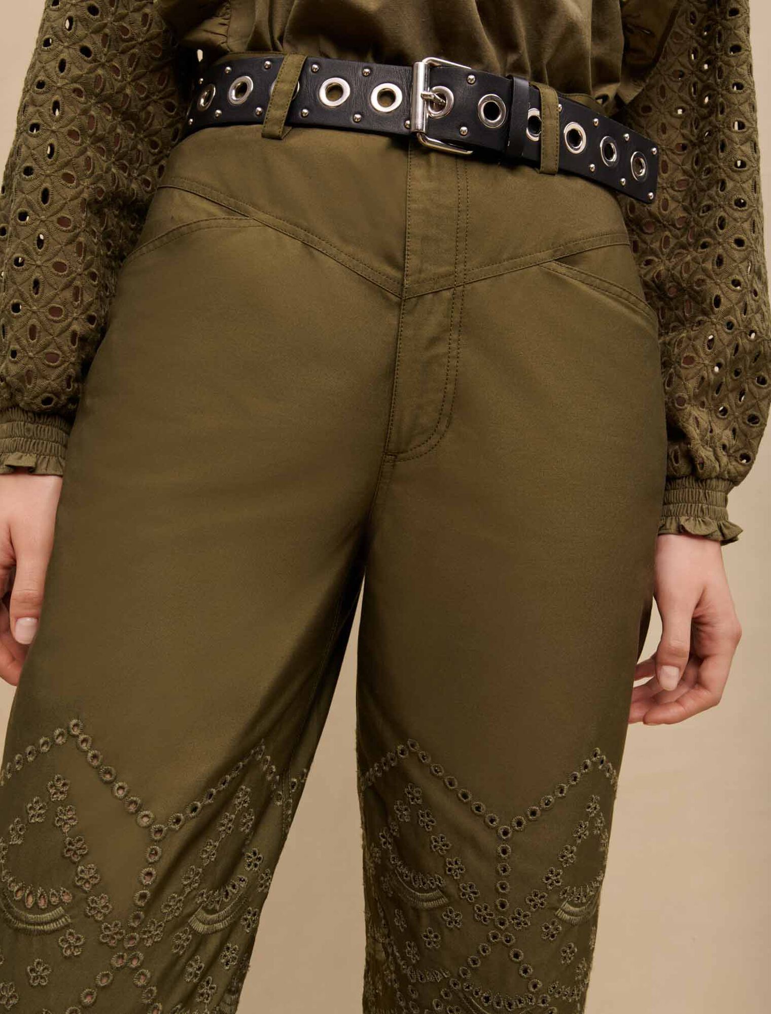 Embroidered cotton pants