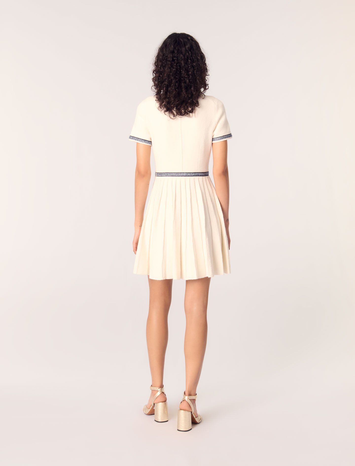 Pleated knit mini dress White For Women | Maje