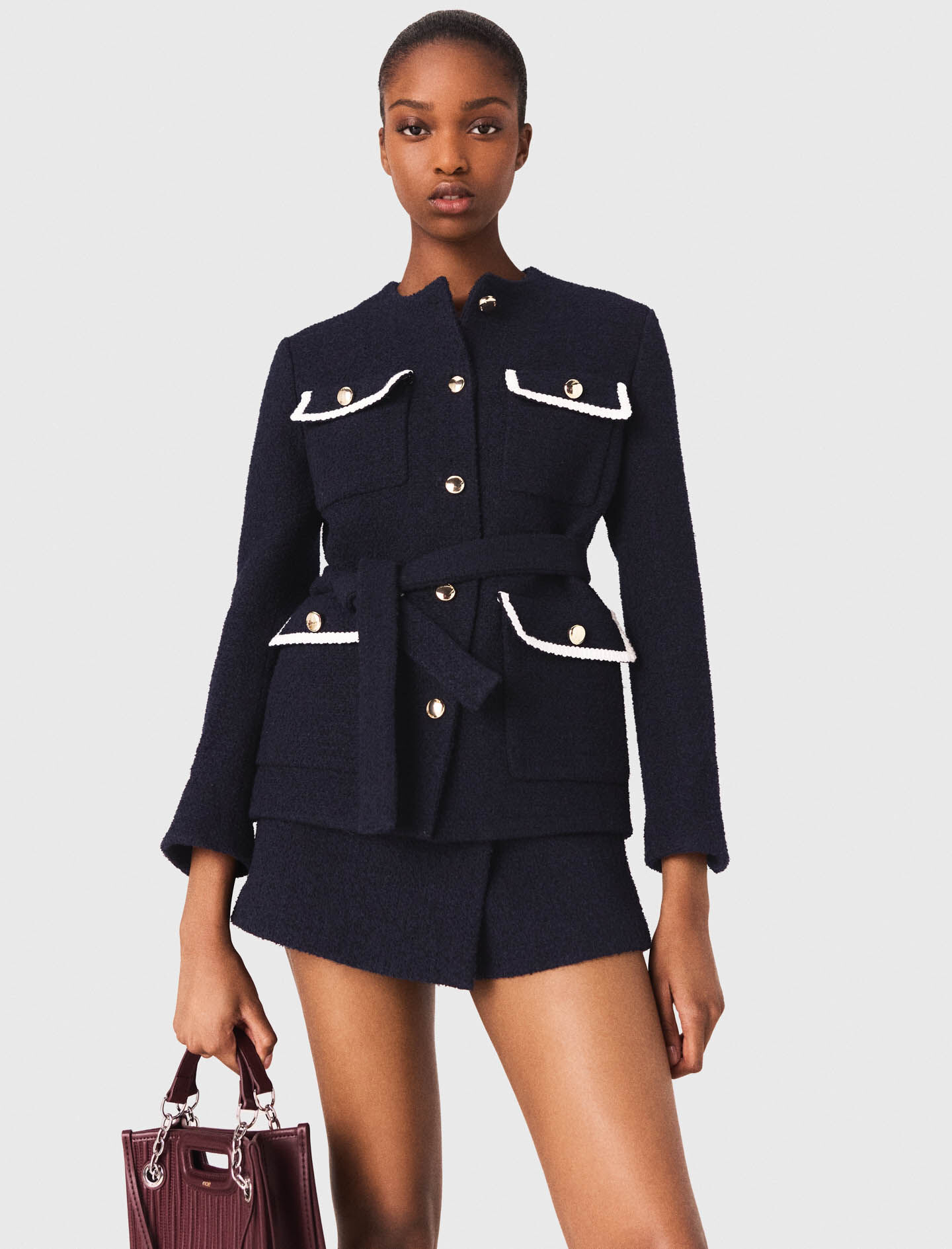 4-pocket tweed jacket Blue For Women | Maje