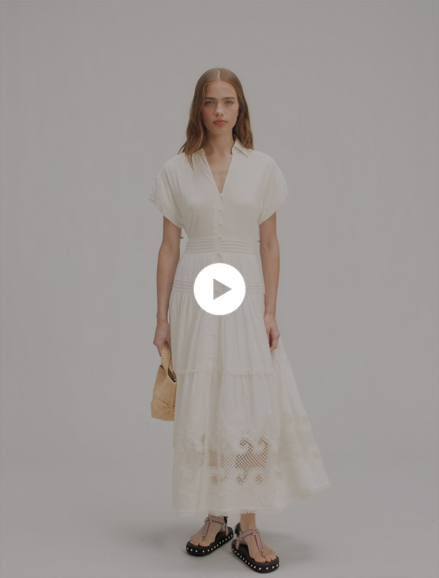 Embroidered ruffled maxi dress