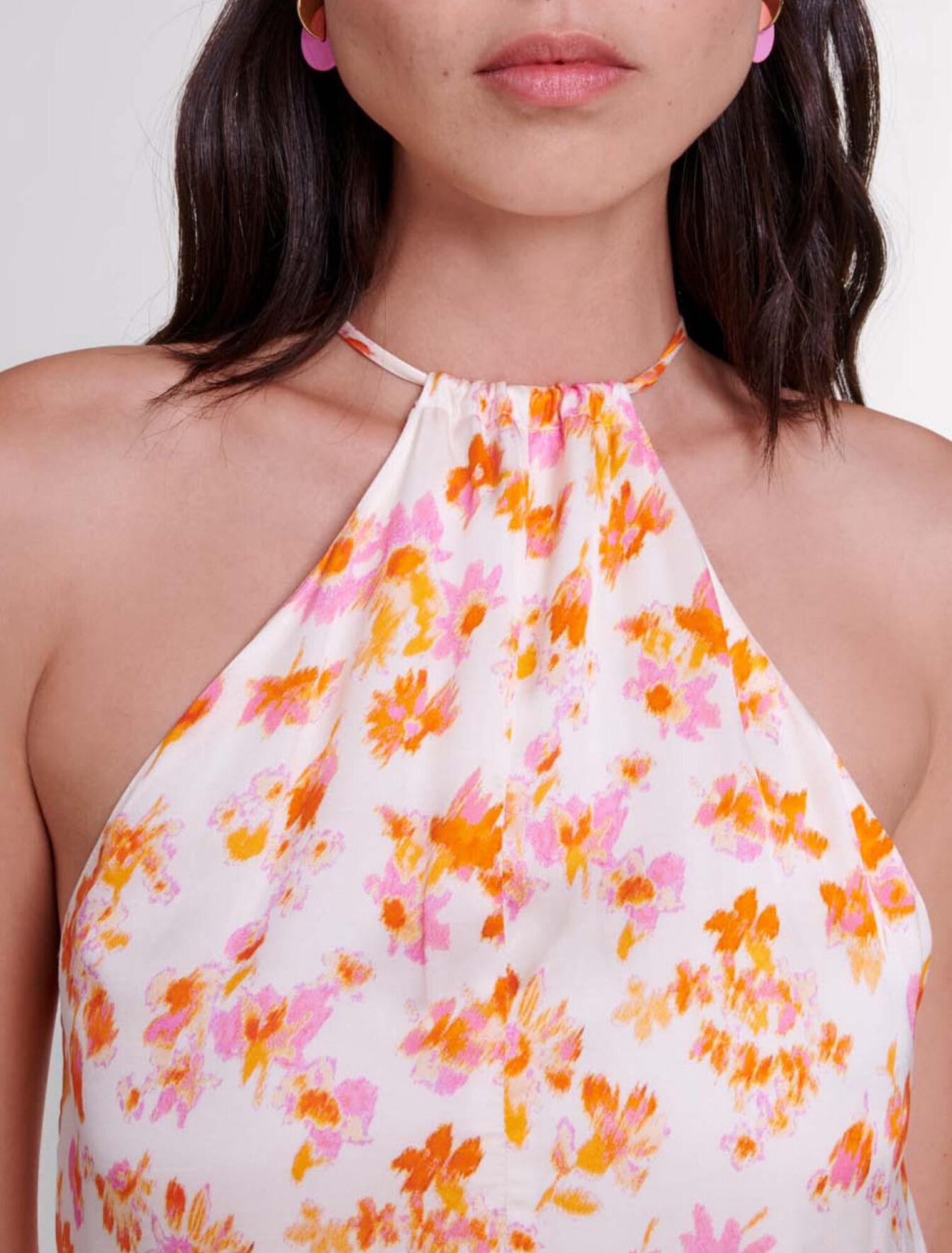 Floral satin-effect maxi dress