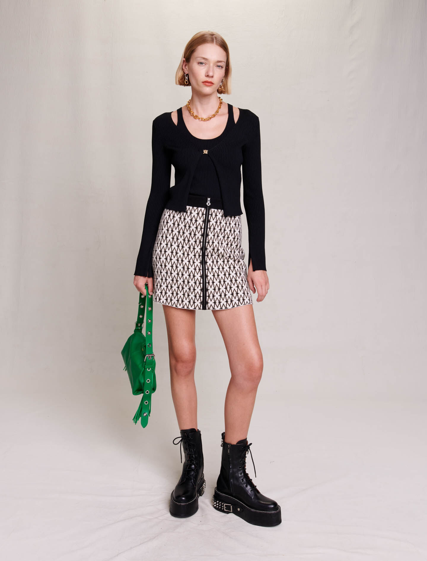 レビュー高評価アイテム特集｜ファッション通販 Short monogrammed skirt Ecru For Women | Maje テープ・マスキングテープ