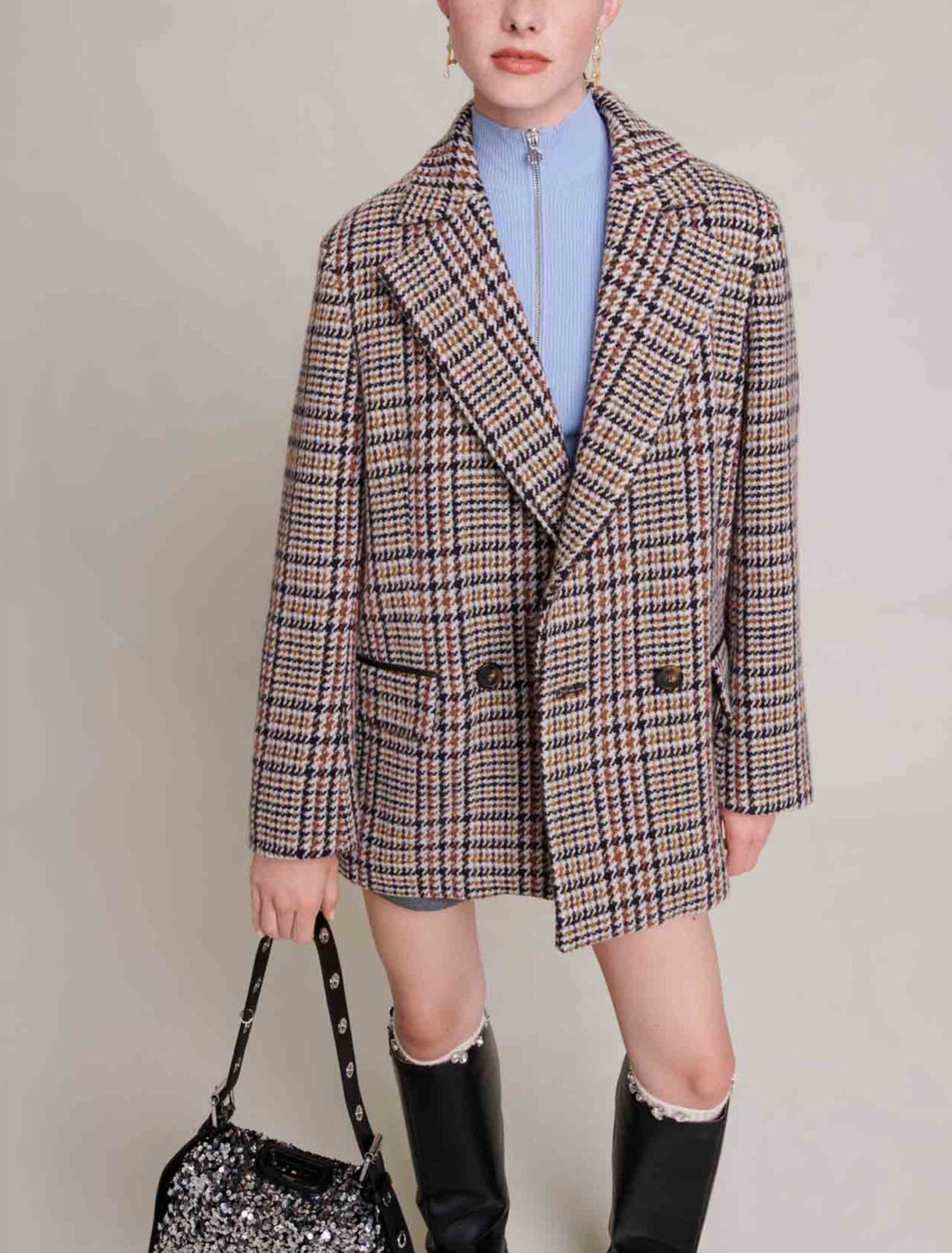 Short checked jacket