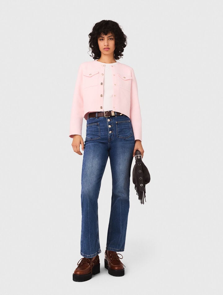Topstitched cropped cardigan