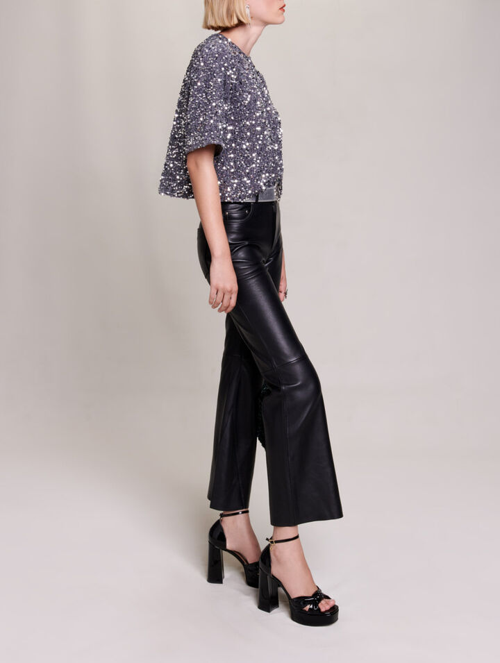 Sequinned velvet top