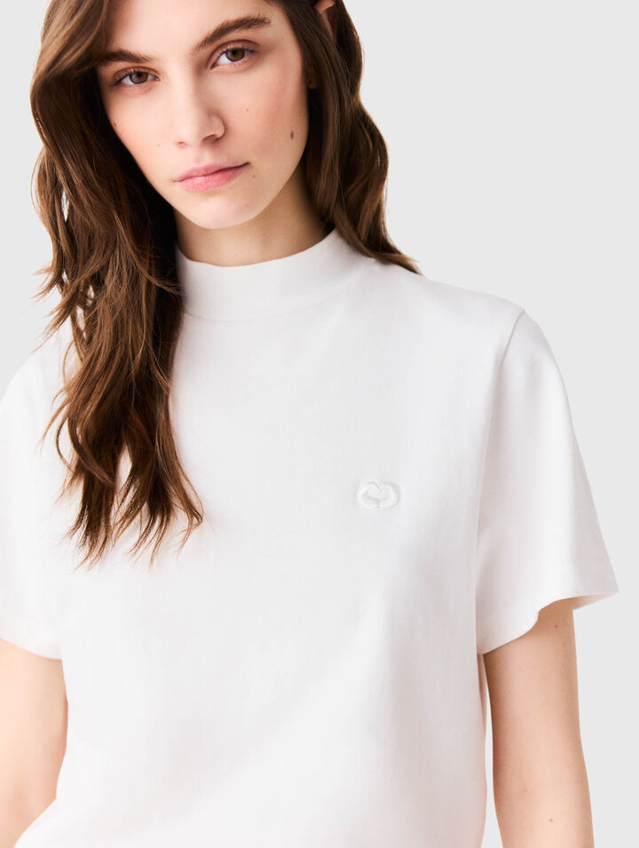 Crew neck T-shirt with back zip
