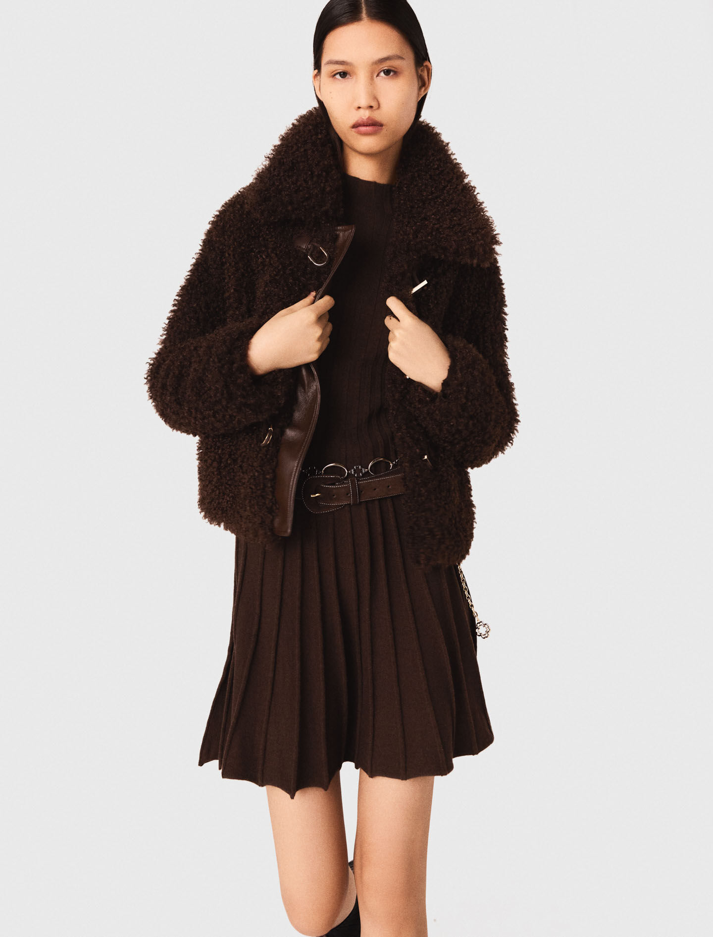 Short curly coat Brown For Women | Maje