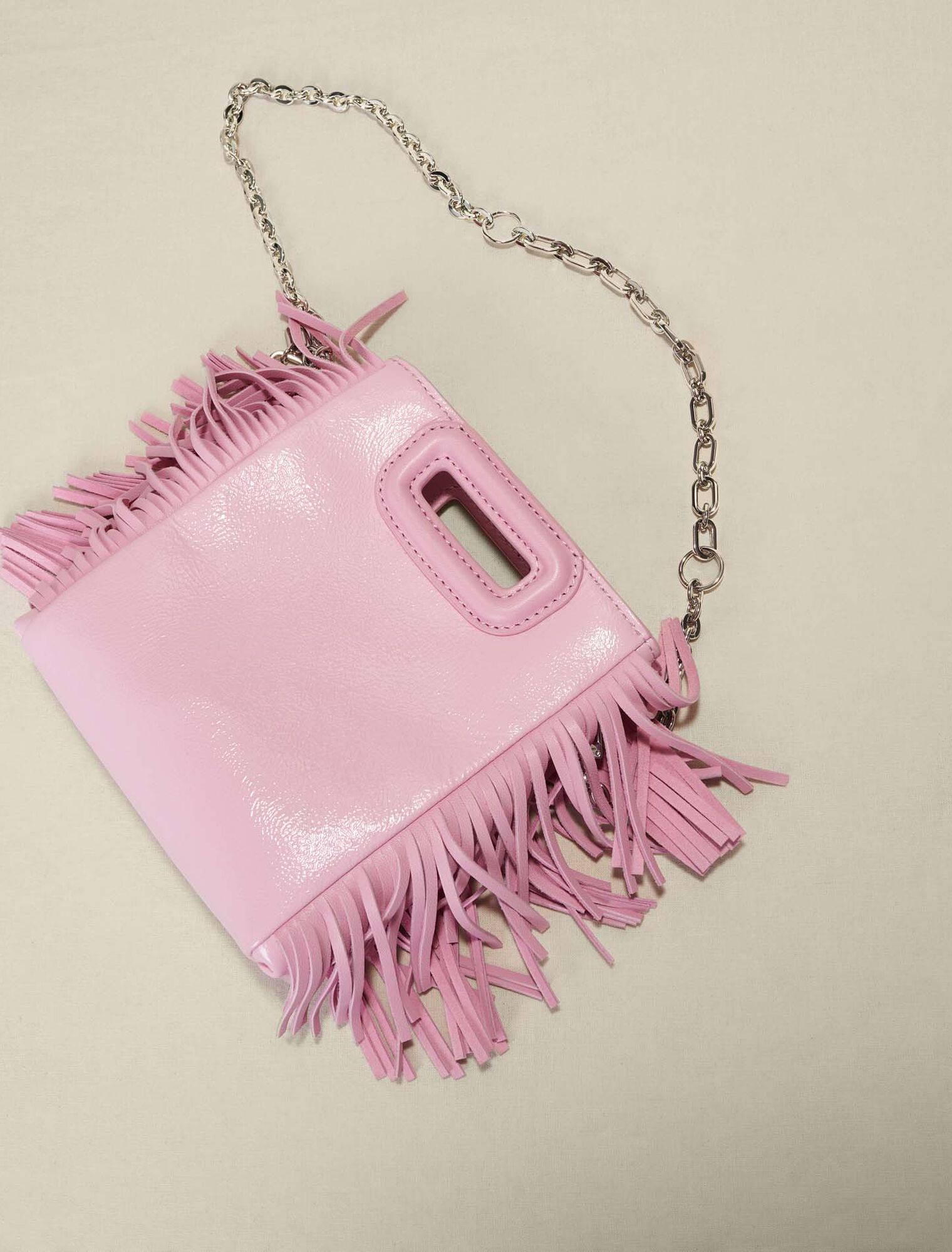 Pink leather mini M bag