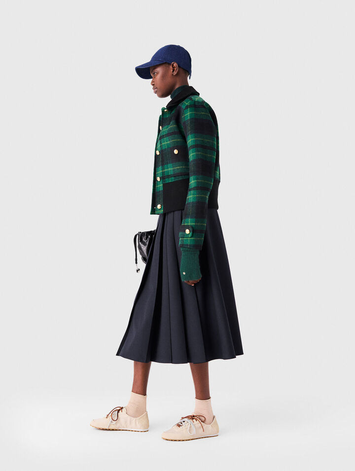 Reversible cropped check jacket