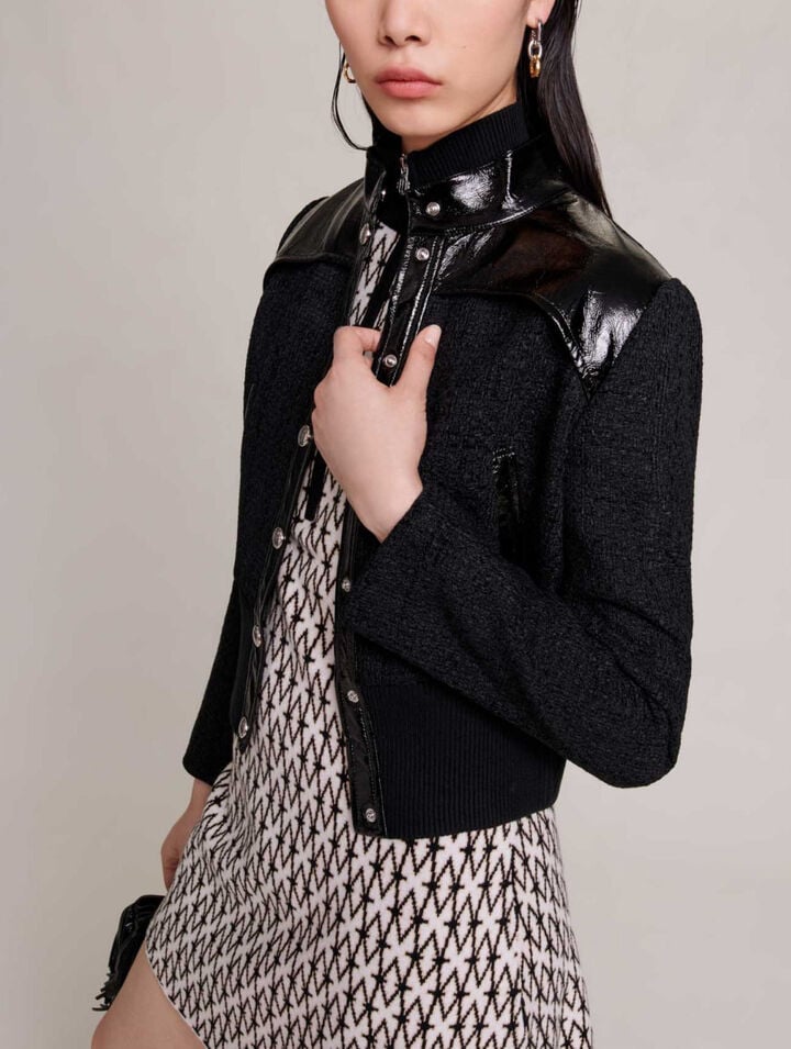 Tweed and vinyl jacket