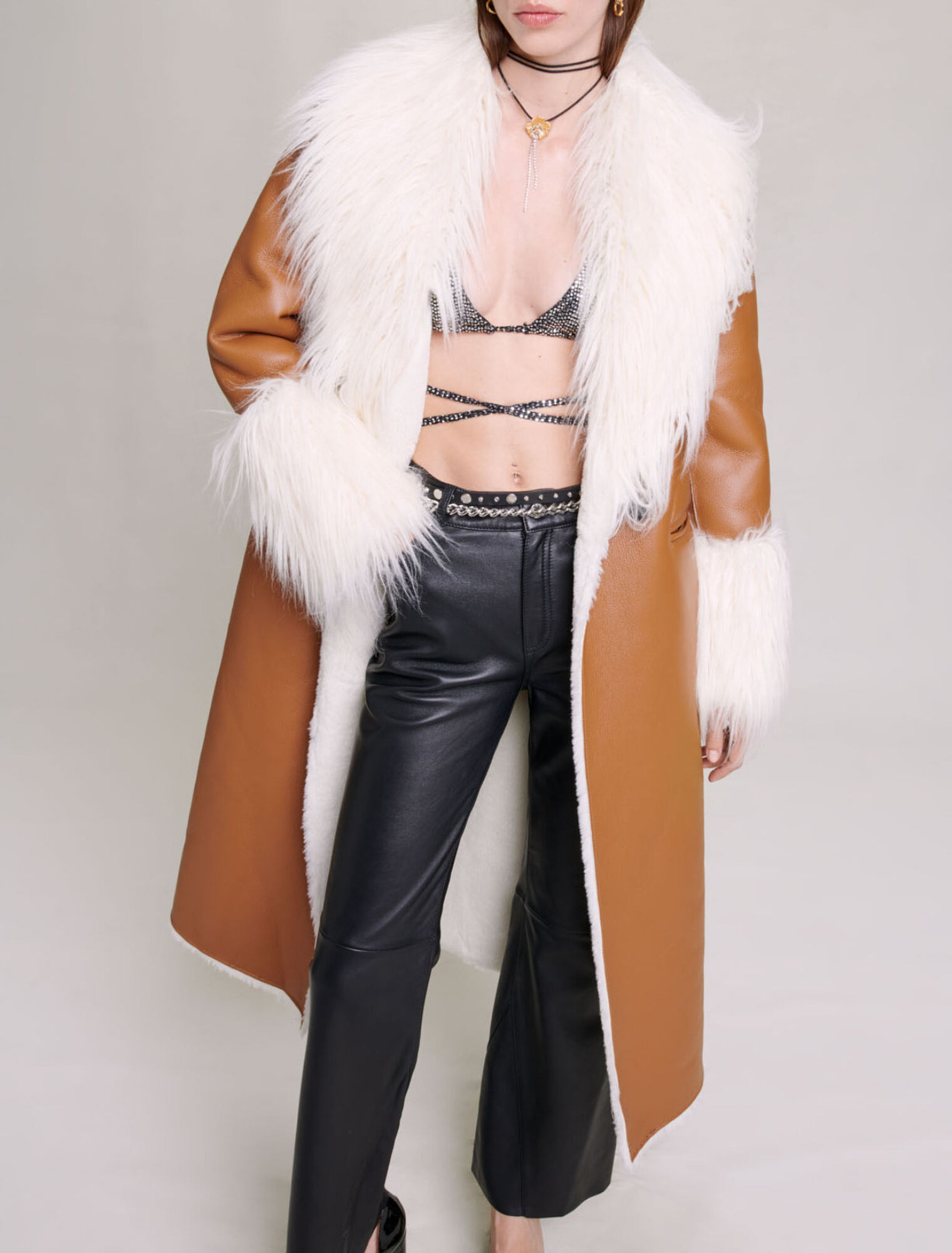 Long faux fur coat