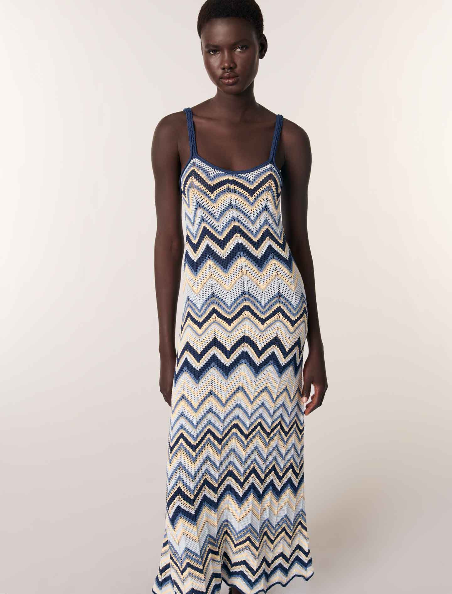 送料無料特集 | 激安の新品・型落ち・アウトレット Crochet-knit maxi dress Blue For Women | Maje ワンピース