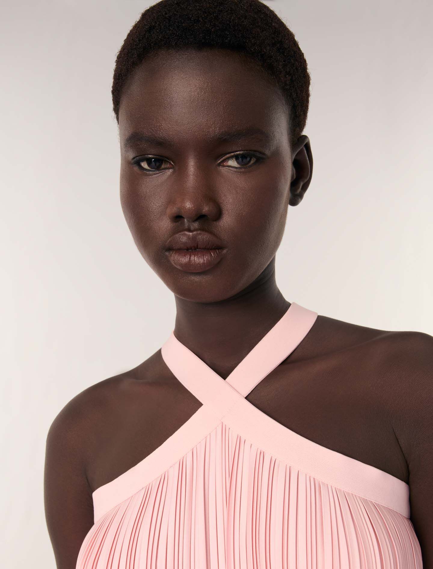 Pleated maxi dress Pink For Women | Maje