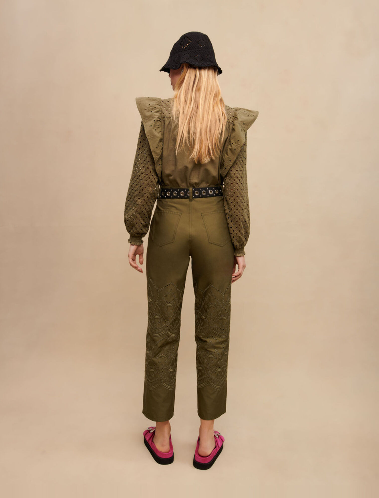 Embroidered cotton pants